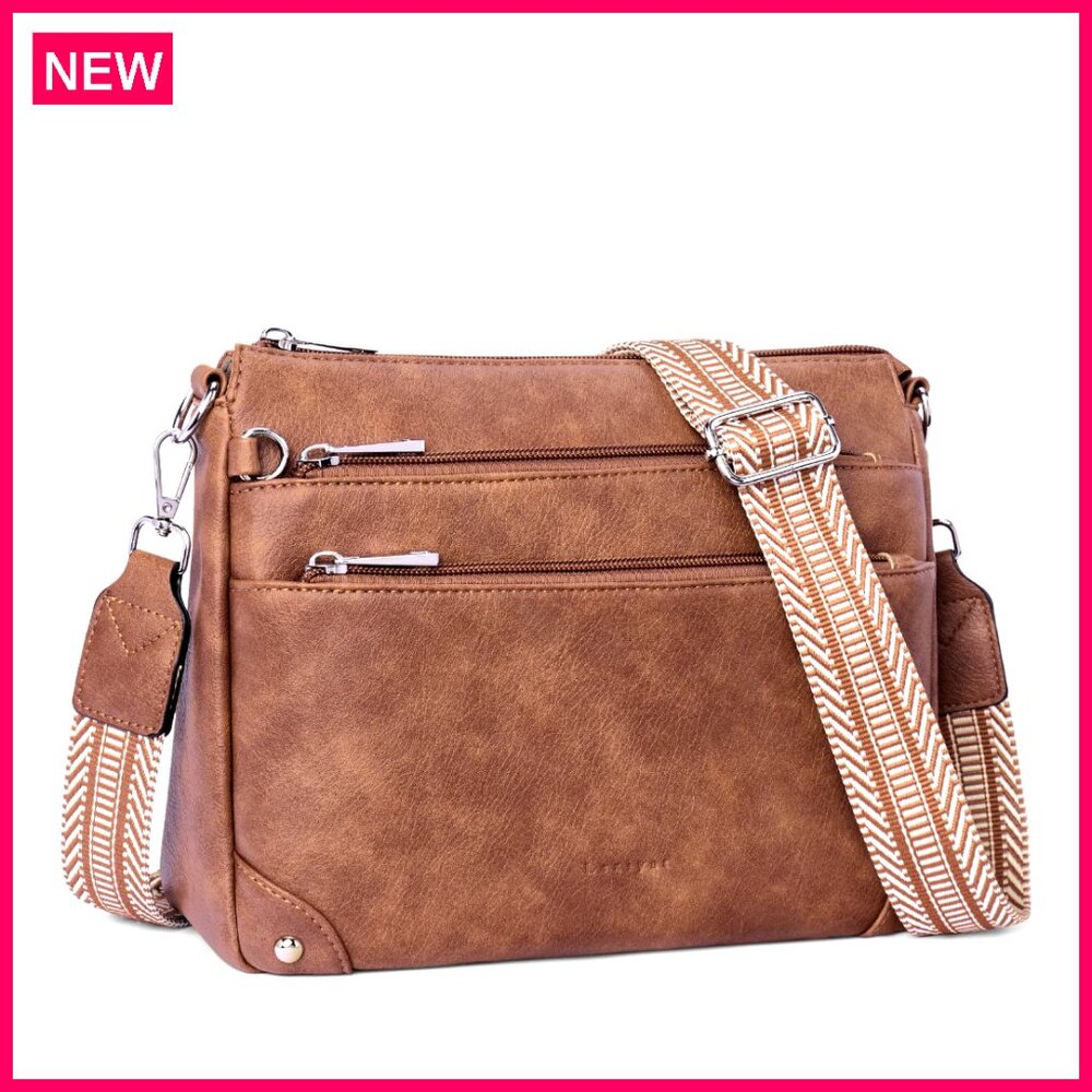 Medium Crossbody Bag Pu Leather Adjustable Strap Rfid Travel Purse